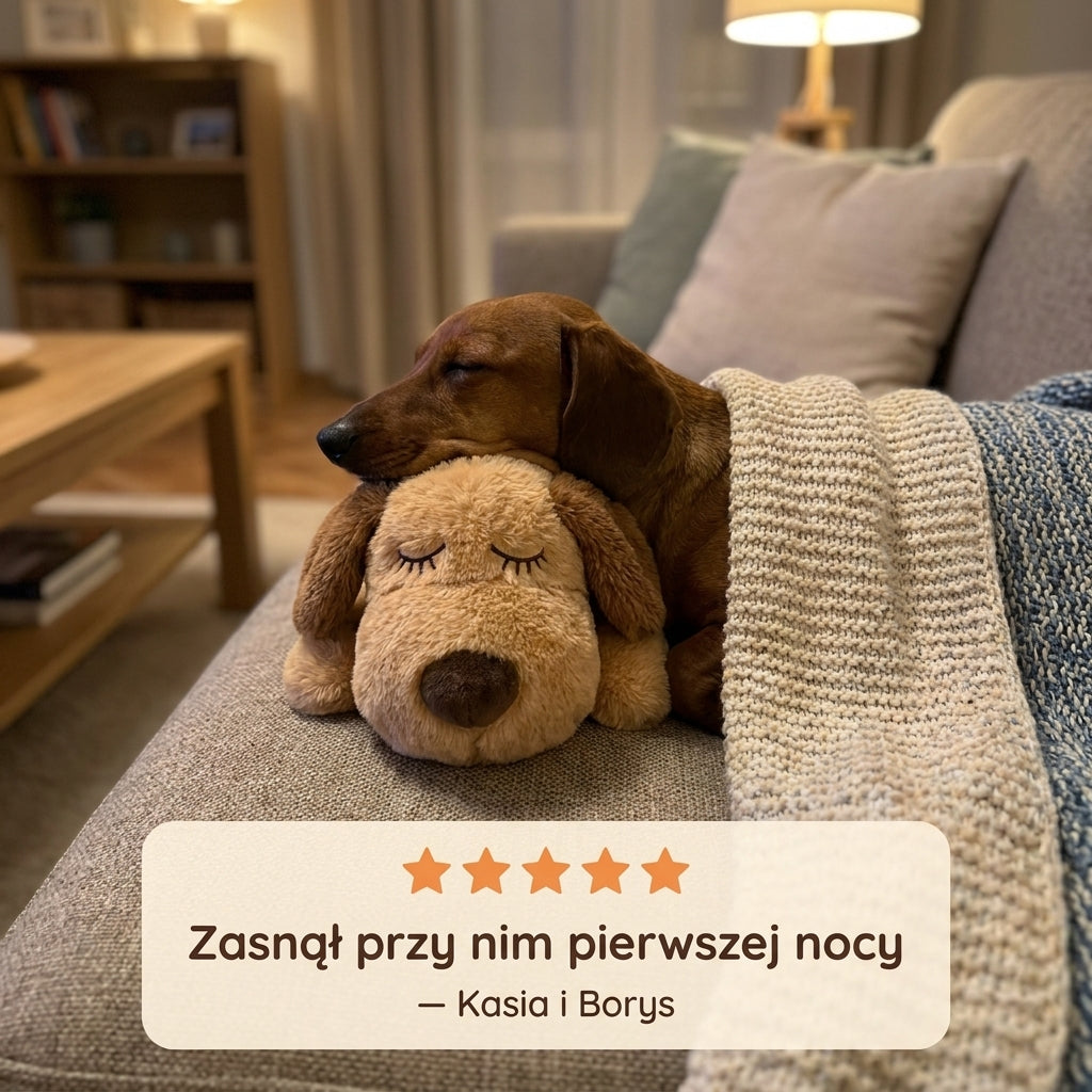 Psi śpioszek - pluszak z bijącym sercem